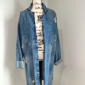 Zara Denim long trench jacket